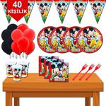 Mickey Mouse Afişli 40 Kişilik Doğum Günü Parti Malzemeleri Seti