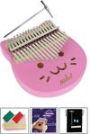 Midex Klx-810 Kedicik Desenli Pembe Kalimba Gerçek Ağaç 17 Tuşlu Full Set