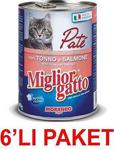 Miglior Gatto Somonlu Ton Balıklı Pate 400 gr 6'lı Paket Yetişkin Kedi Konservesi