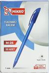 Mikro M-25 Tükenmez Kalem 1 Mm Mavi 25Tm (50 Li Kutu)