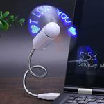 Mini Led Işıklı I Love You Yazılı Flexible Usb Fan Ent