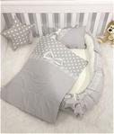 Modastra Babynest Gri Yıldız Desenli Baby Nest Bebek Uyku Seti