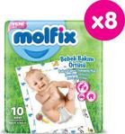 Molfix 10 Adet 8'li Paket Bebek Bakım Örtüsü