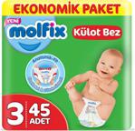 Molfix 3 Beden Midi 45 Adet Ekonomik Paket Külot Bez