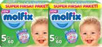 Molfix 3D 5 Numara Junior 60'lı 2 Paket Bebek Bezi