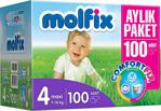Molfix 4 Numara Maxi 100 Adet Aylık Paket Bebek Bezi