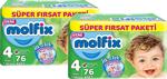 Molfix 4 Numara Maxi 76'lı 2 Paket Bebek Bezi