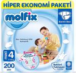 Molfix Bebek Bezi 4 Beden Maxi Hiper Ekonomi Paketi 200 Adet