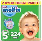 Molfix Bebek Bezi 5+ Beden Junior Plus 2 Aylık Fırsat Paketi 224 Adet 000000002000000333