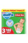 Molfix Külot Bez 3 Beden Midi Aylık Fırsat Paketi 188 adet 00139