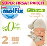 Molfix Pure & Soft 2 Numara Mini 88 Adet Süper Fırsat Paketi Bebek Bezi