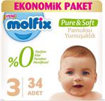 Molfix Pure & Soft 3 Numara 34'lü Ekonomik Paket Bebek Bezi