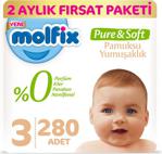 Molfix Pure & Soft 3 Numara Midi 70 Adet 4'lü Paket Bebek Bezi