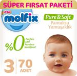 Molfix Pure & Soft 3 Numara Midi 70 Adet Süper Fırsat Paketi Bebek Bezi