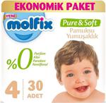 Molfix Pure & Soft 4 Numara Maxi 30 Adet Ekonomik Paket Bebek Bezi