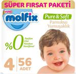 Molfix Pure & Soft 4 Numara Maxi 56 Adet Süper Fırsat Paketi Bebek Bezi