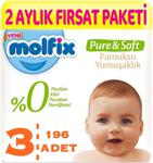 Molfix Pure&soft 3 Numara Midi 196\'lı Fırsat Paketi Bebek Bezi