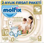 Molfix Pure&Soft 6 Beden Extra Large Ekstra 148'Li Fırsat Paketi Bebek Bezi