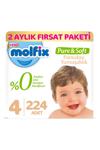 Molfix Pure&Soft Bebek Bezi 4 Beden Maxi 2 Aylık Fırsat Paketi 224 Adet 00161