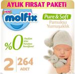 Molfix Pure&Soft Dev Beden:2 (3-6Kg) Mini 264 Adet Bebek Bezi