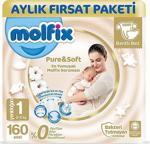 Molfix Pure&Soft Yenidoğan 1 Numara 160'Lı Bebek Bezi