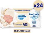 Molfix Yenidoğan Islak Pamuk Mendil 50\'li 24 Paket 1200 Yaprak