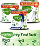 Molped Pure Soft Hijyenik Ped Mega Fırsat Paketi (Gece+Normal+Uzun) 124 Adet