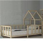 Montessori Çocuk Yatak Doğal Çam Yatak 90X190 Yarım Çatı Selen