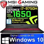 MSI GL65 9SC-042TR i7-9750H 8 GB 256 GB SSD GTX1650 15.6" Full HD Notebook