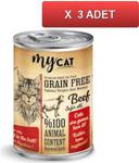 Mycat Tahılsız Sığır Etli 415 gr 3'lü Yetişkin Kedi Konservesi