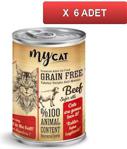 Mycat Tahılsız Sığır Etli 415 gr 6'lı Yetişkin Kedi Konservesi