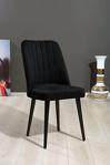 Mymassa Polo Sandalye Siyah Düz Renk Kumaş - Ahşap Siyah Ayaklı