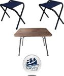 Navis Home 45X60 Katlanır Masa + 2 Adet Katlanır Balıkcı Plaj Kamp Tabure