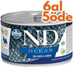 N&D Ocean Tahılsız Levrekli ve Mürekkep Balıklı 140 gr 6'lı Paket Yetişkin Köpek Konservesi