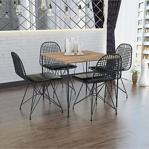 Nemsa Metal Yemek Masa Takımı Mutfak Masası Cafe Masası 4 Adet Tel Sandalye 1 Adet 70X70 Masa
