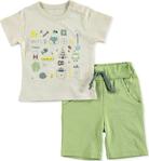 Newborn Fashion Club Yaz Baby Boy Kampçı Süprem Kısa Kol Çıtçıtlı Yaka 2Li Tshirt-Şort 9 Ay