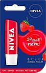 Nivea Çilek Dudak Bakım Kremi 4,8Gr,24 Saat Nem,Dudak Bakımı,Çilek Kokusu, Hafif Kırmızı Işıltı