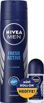 Nivea Men Deodorant Fresh Active 150 Ml - Men Fresh Active Erkek Deodorant Roll-On 25 Ml