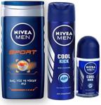 Nivea Men Erkek 3'Lü Cool Kick Cilt Bakım Seti - Deodorant 150 Ml + Roll On 50 Ml + Sport Duş Jeli 250 Ml