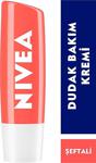 Nivea Şeftali Dudak Bakım Kremi, 24 Saat Nem, Doğal Yağlar, Gün Boyu Dudak Bakımı, Şeftali Kokusu, Hafif Pembe Işıltı, 4.8 G