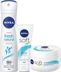 Nivea Soft 300 Ml + Fresh Kadın Deodorant Sprey 150 Ml + Soft 75