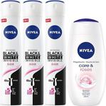 Nivea Women Black&Whi̇te Deodorant 200 Ml X3 - Nivea Rose Dus Jeli 250Ml