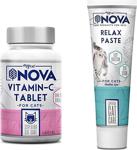 Nova Kediler Için C Vitamini Tablet (60 Tablet) / Relax Stres Azaltıcı Kedi Otlu Paste 100 Gr