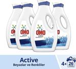 Omo Sıvı Çamaşır Deterjanı Active Beyazlar Ve Renkliler İçin En Zor Lekeleri Çıkarır 1690Ml 4 Adet