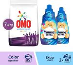 Omo Toz Deterjan 7.5 Kg X 2 + Yumoş Lilyum Konsantre Çamaşır Yumuşatıcı 1440 Ml 60 Yıkama X 2