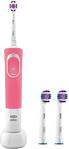 Oral-B Vitality 100 3D White Pembe + +2'li Yedek Başlık Şarjlı Diş Fırçası Diş Fırçası