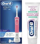 Oral-B Vitality D100 3D White Şarjlı Diş Fırçası Pembe + Diş Macunu