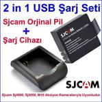 Orjinal Sjcam 4000 5000 Yedek Batarya Ve Usb Şarj Cihazı Seti