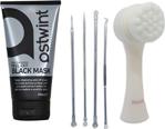 Ostwint Soy. Siyah Maske 150Ml&Akne-Siyah Nokta Sivilce Tem.Komedon Set4'Lü&Yüz Tem.Fırçası