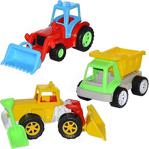 Oyuncak Üçlü Set Kamyon Dozer Traktör Plastik İş Makinaları Seti Renkli Erkek Çocuk Oyuncakları